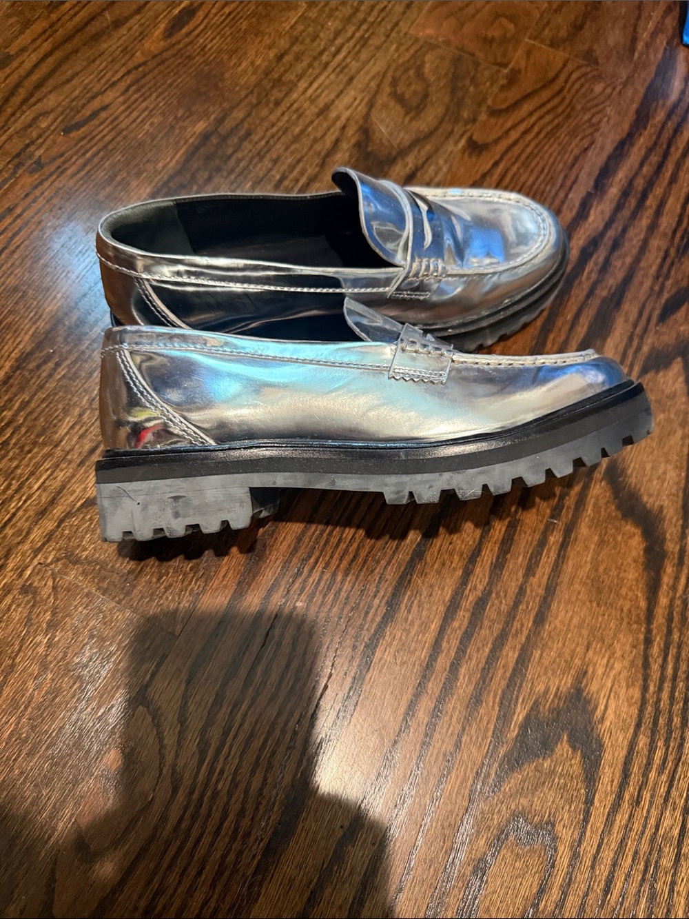 Reformation Metallic Silver Penny Loafers - Picture 2 of 4